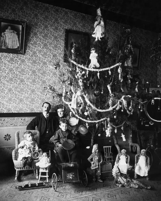Framed Print : Family Beside Their Christmas Tree Framed Print : Family Beside Their Christmas Tree
