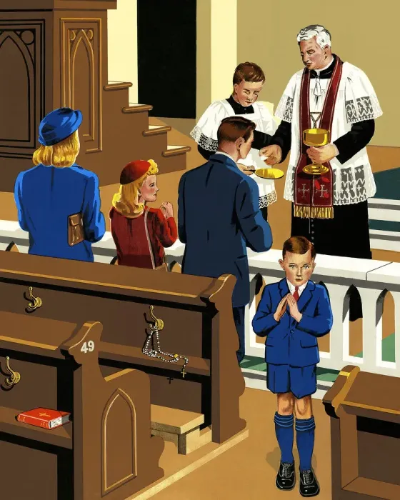 Framed Print : Family in Church Framed Print : Family in Church