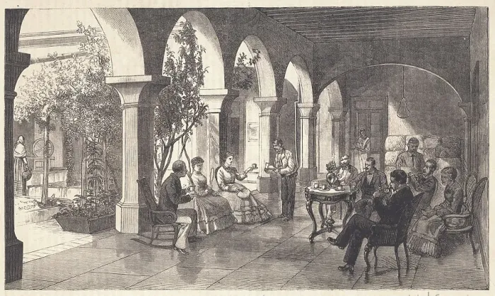 Framed Print : Family Enjoying Tea Service on Their Porch Framed Print : Family Enjoying Tea Service on Their Porch
