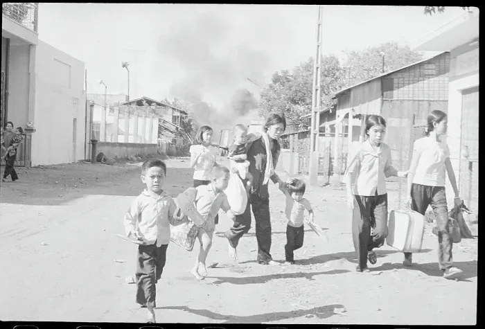Framed Print : Family Fleeing Bombing Framed Print : Family Fleeing Bombing