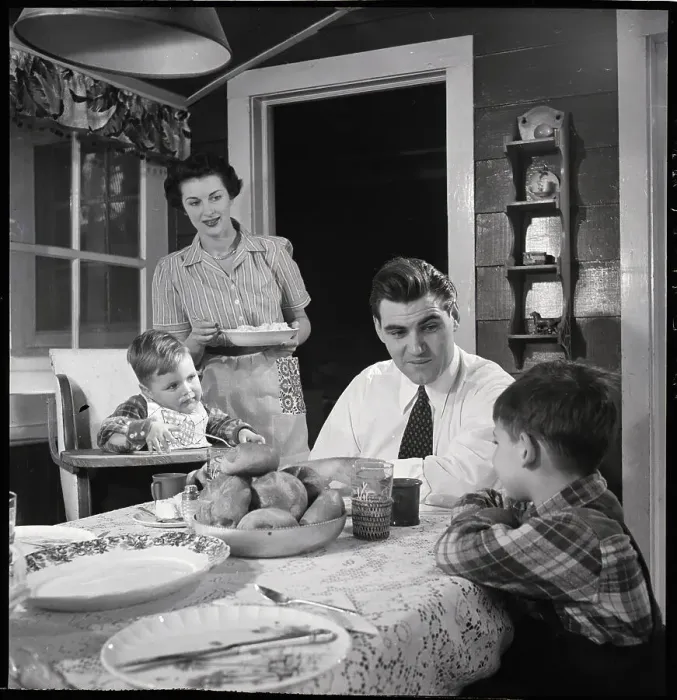 Framed Print : Family Having Dinner Framed Print : Family Having Dinner