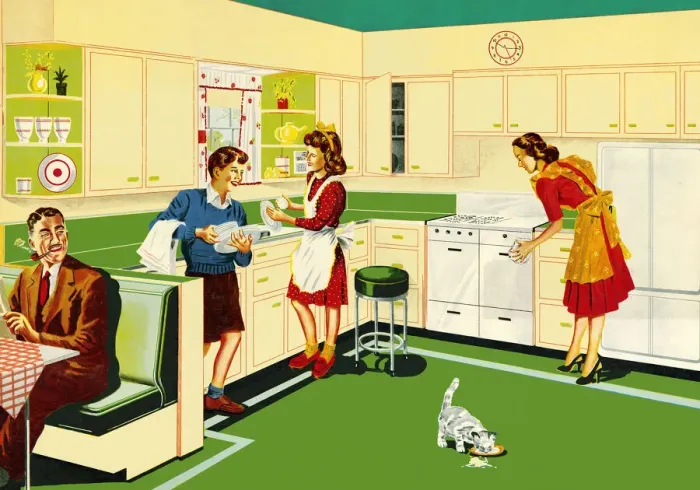 Framed Print : Family in the Kitchen Framed Print : Family in the Kitchen