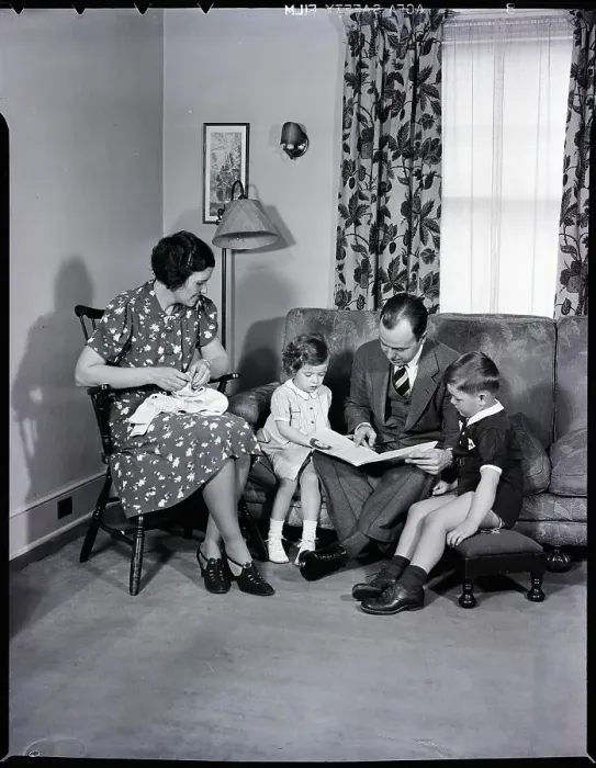 Framed Print : Family in Their Living Room