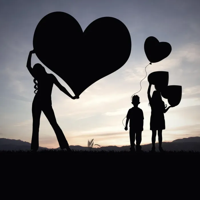 Framed Print : Family love holding hearts