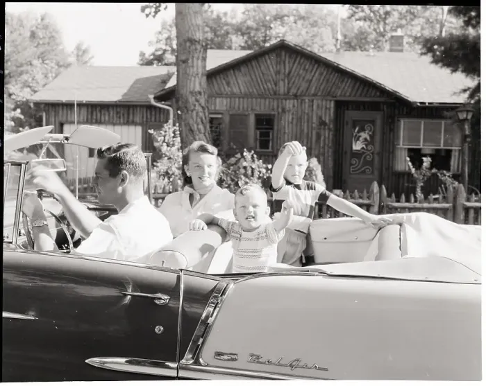 Framed Print : Family Riding in Convertible Framed Print : Family Riding in Convertible