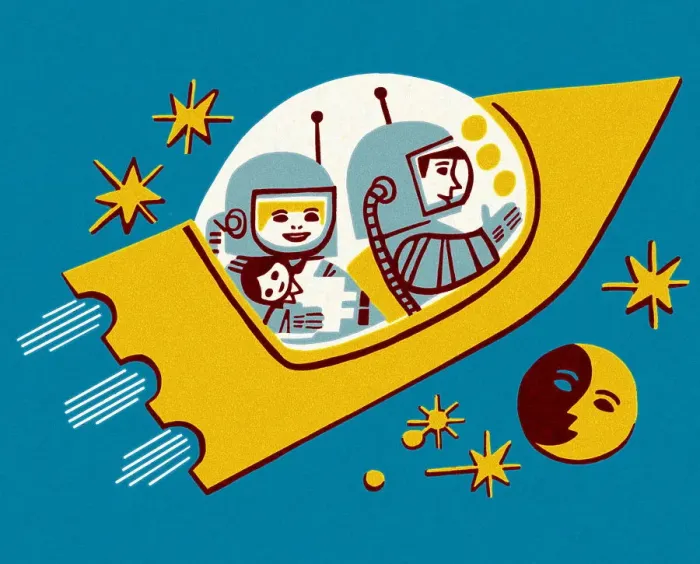 Framed Print : Family in a Rocketship Framed Print : Family in a Rocketship