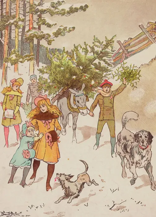 Framed Print : Family Trudging in Snow with Their Christmas Tree Framed Print : Family Trudging in Snow with Their Christmas Tree
