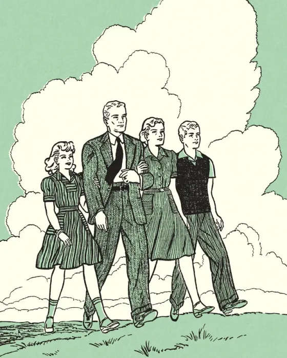 Framed Print : Family Walking Framed Print : Family Walking
