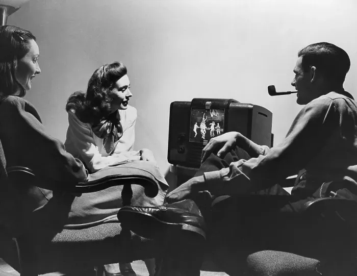 Framed Print : Family Watching Basketball On Tv, 1950 Framed Print : Family Watching Basketball On Tv, 1950
