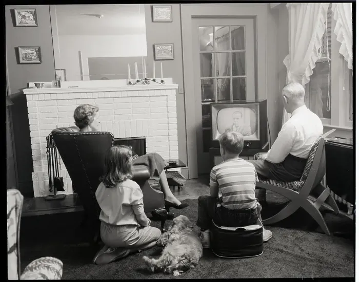 Framed Print : Family Watching Television Framed Print : Family Watching Television