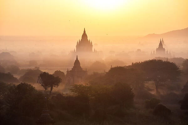 Famous Bagan pagodas at sunrise, Myanmar