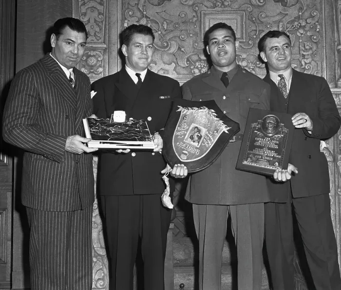 Framed Print : Famous Boxers Posing with Trophies Framed Print : Famous Boxers Posing with Trophies