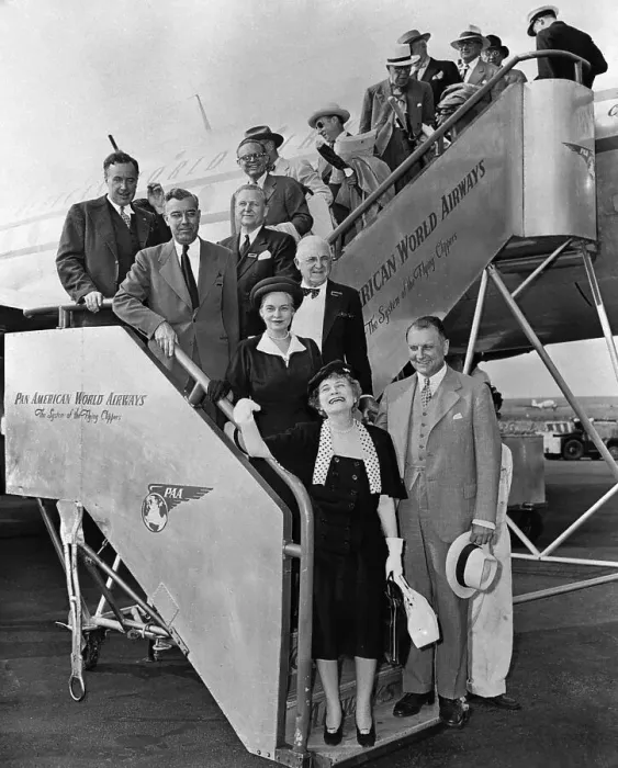 Framed Print : Famous Passengers of First Commercial Round-the-World Flight Framed Print : Famous Passengers of First Commercial Round-the-World Flight