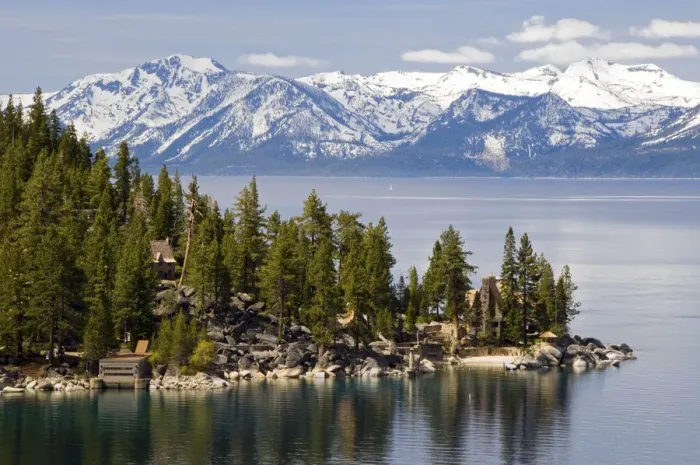 Framed Print : The famous property of the Thunderbird Lodge is framed by Lake Tahoe Framed Print : The famous property of the Thunderbird Lodge is framed by Lake Tahoe