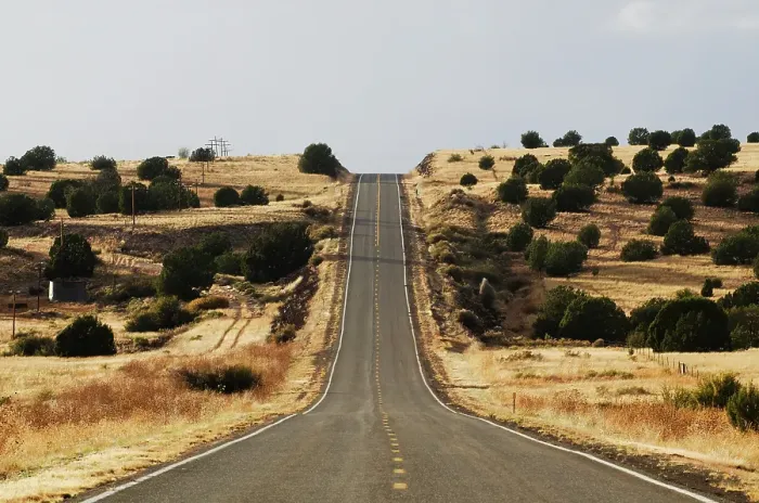 Framed Print : The famous road, Route 66, stretches across the Arizona desert near Seligman, NM
