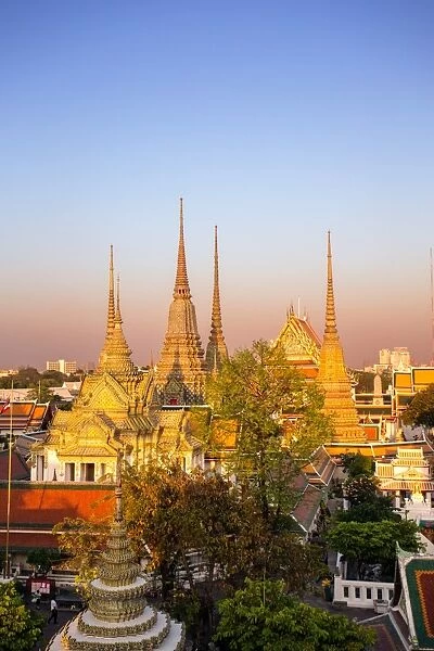 Famous Wat Pho temple at sunset, Bangkok, Thailand