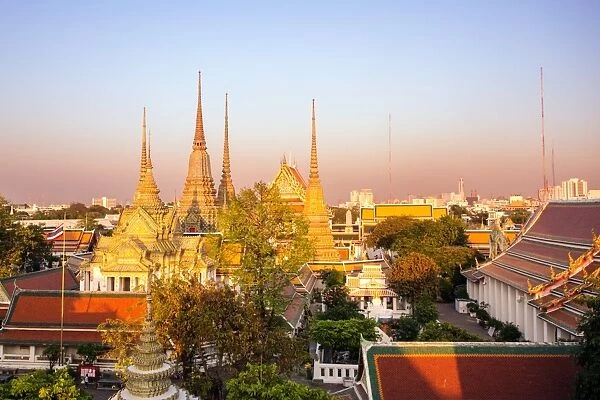 Famous Wat Pho temple at sunset, Bangkok, Thailand