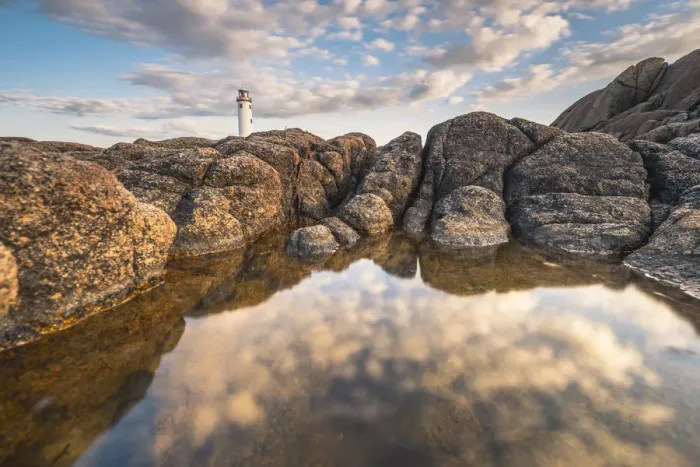 Framed Print : Fanad Head (FAanaid) lighthouse, County Donegal, Ulster region, Ireland, Europe. Sky reflected into the water between the rocks Framed Print : Fanad Head (FAanaid) lighthouse, County Donegal, Ulster region, Ireland, Europe. Sky reflected into the water between the rocks