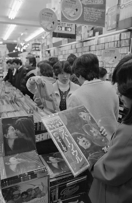 Framed Print : Fans Buying Beatles Records Framed Print : Fans Buying Beatles Records