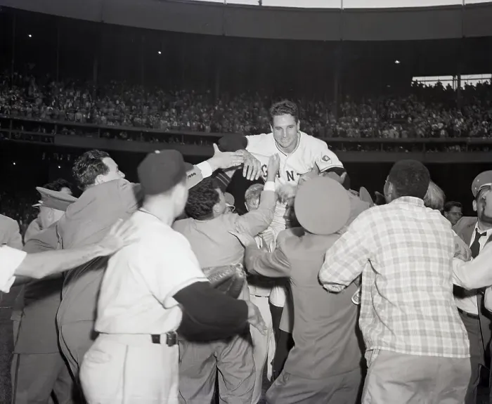 Framed Print : Fans Carry Bobby Thomson On Shoulders Framed Print : Fans Carry Bobby Thomson On Shoulders