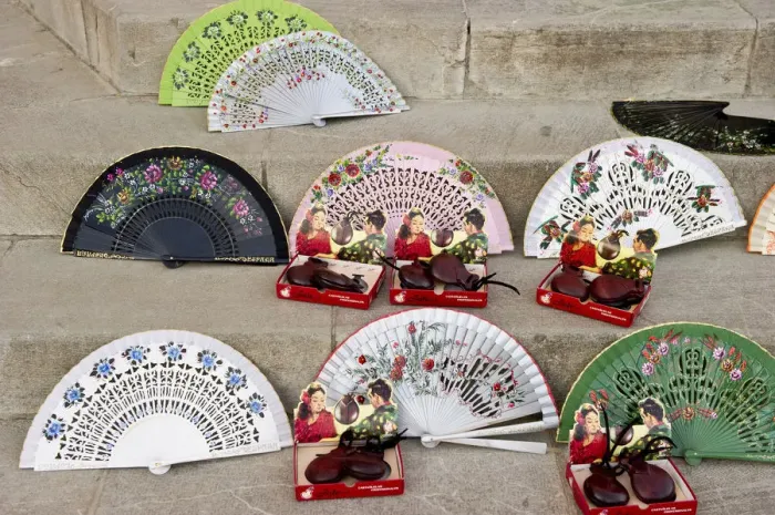 Framed Print : Fans and castanets on the Plaza de Espana, Seville, Andalucia, Spain, Europe Framed Print : Fans and castanets on the Plaza de Espana, Seville, Andalucia, Spain, Europe