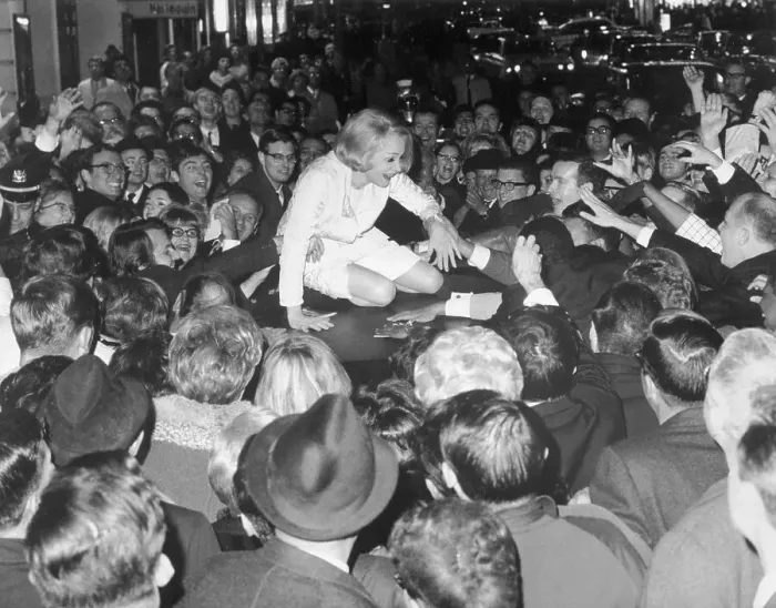 Framed Print : Fans Gathering Around Marlene Dietrich Framed Print : Fans Gathering Around Marlene Dietrich