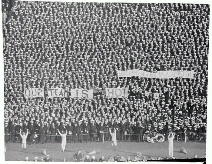 Framed Print : Fans Holding Banners at Naval Academy Game Framed Print : Fans Holding Banners at Naval Academy Game