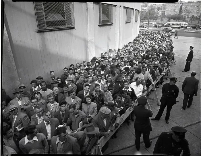 Framed Print : Fans On Line Standing On Line; Police Framed Print : Fans On Line Standing On Line; Police