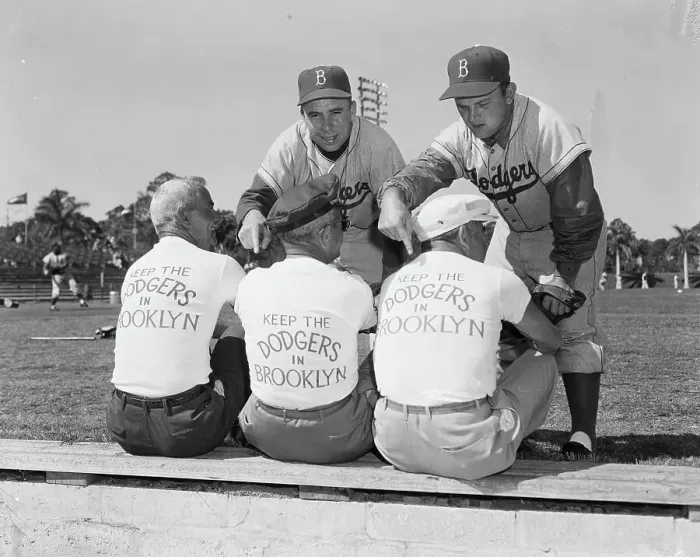 Framed Print : Fans Wearing Keep Dodgers In Brooklyn Shirts