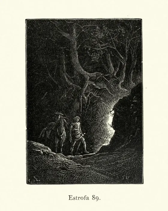 Framed Print : Fantasy hero about to enter the witches cave Framed Print : Fantasy hero about to enter the witches cave