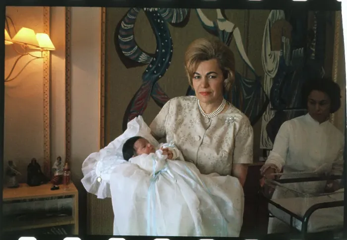 Framed Print : Farah Diba's Mother Holding Shah's New Daughter