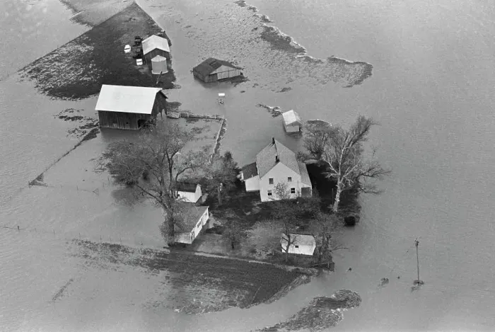 Framed Print : Farm Covered with Water After Levee Broke Framed Print : Farm Covered with Water After Levee Broke