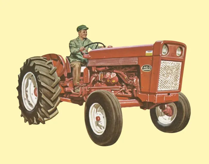Framed Print : Farmer Driving a Tractor