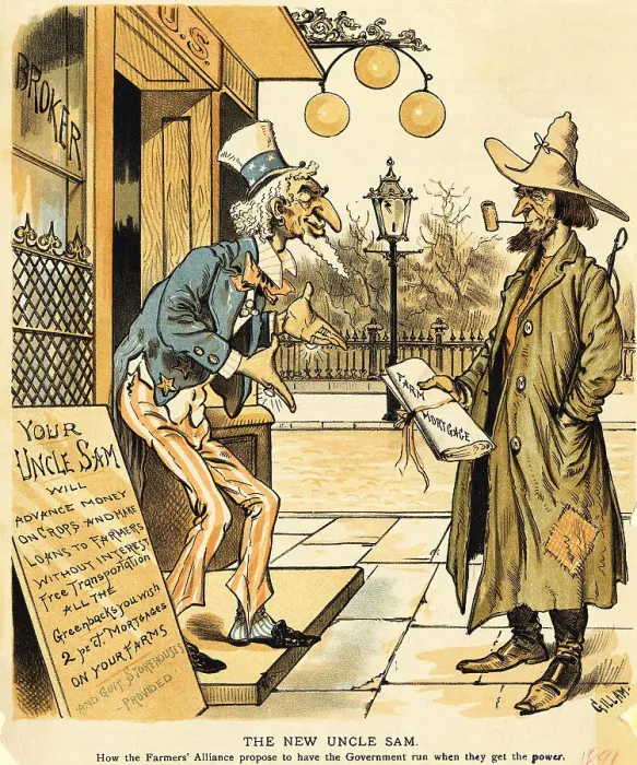 Framed Print : Farmer Getting Mortgage From Uncle Sam Framed Print : Farmer Getting Mortgage From Uncle Sam