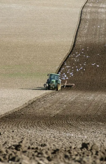 Framed Print : Farmer Ploughing His Spring Crops Framed Print : Farmer Ploughing His Spring Crops