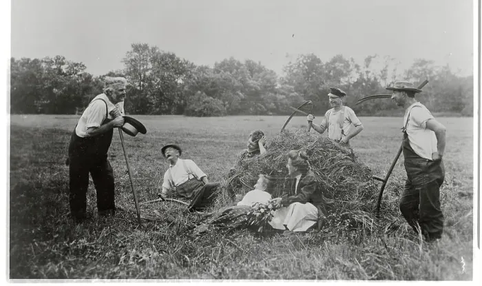 Framed Print : Farmer Relaxing in Haystack Framed Print : Farmer Relaxing in Haystack