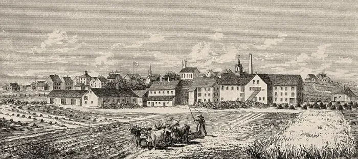 Framed Print : Farmer Working near Housing Development