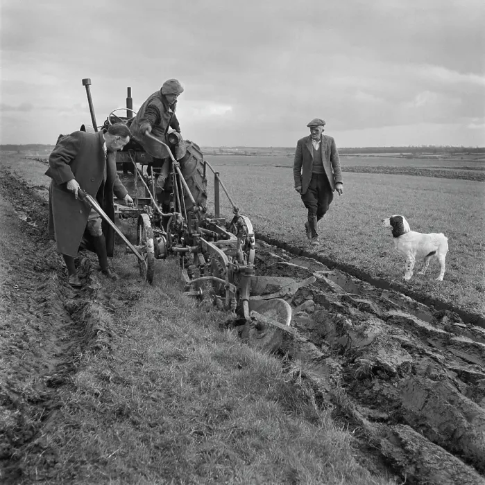 Framed Print : Farmers Ploughing Field, 1953 Framed Print : Farmers Ploughing Field, 1953