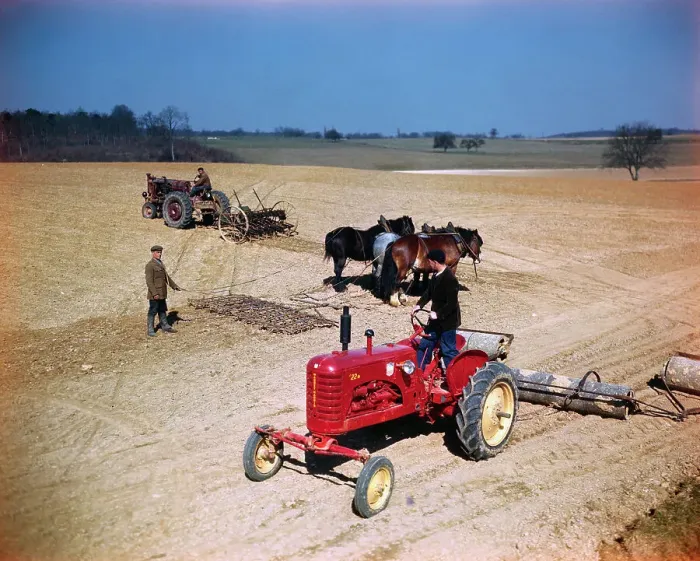 Framed Print : Farmers Using Old and New Plowing Methods Framed Print : Farmers Using Old and New Plowing Methods