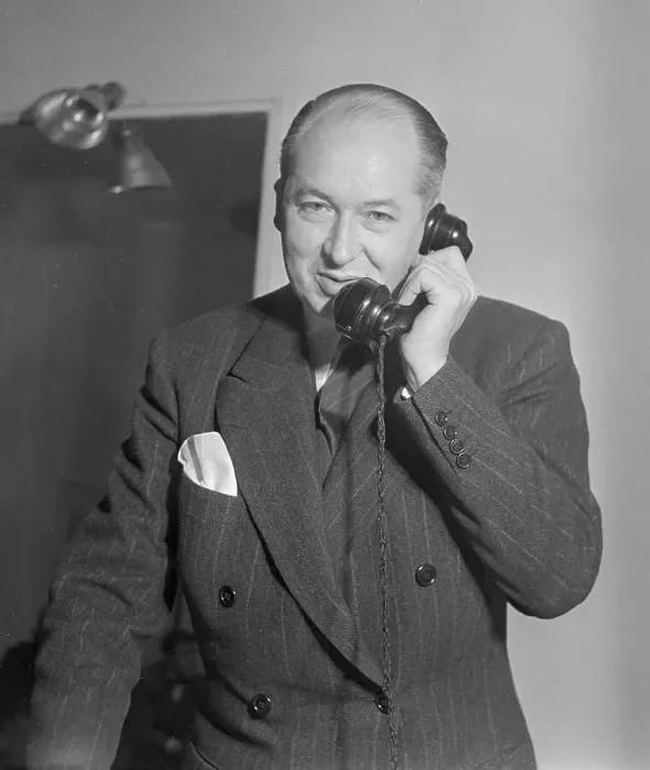 Framed Print : Fashion Designer Jacques Heim Talking on Telephone Framed Print : Fashion Designer Jacques Heim Talking on Telephone