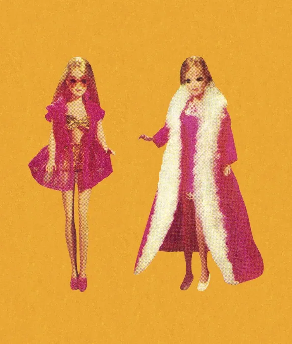 Framed Print : Two Fashion Dolls in Nightgowns Framed Print : Two Fashion Dolls in Nightgowns