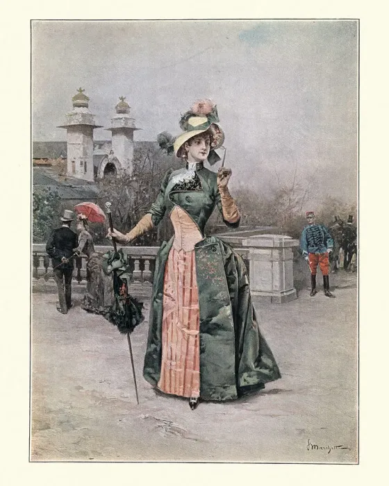 Framed Print : Fashion of a French woman, Victorian, 1880s, 19th Century Framed Print : Fashion of a French woman, Victorian, 1880s, 19th Century