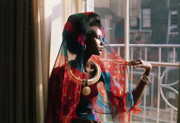 Framed Print : Fashion Model Iman by Window Framed Print : Fashion Model Iman by Window