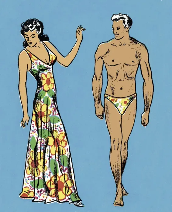 Framed Print : Fashionable Woman and Man Framed Print : Fashionable Woman and Man