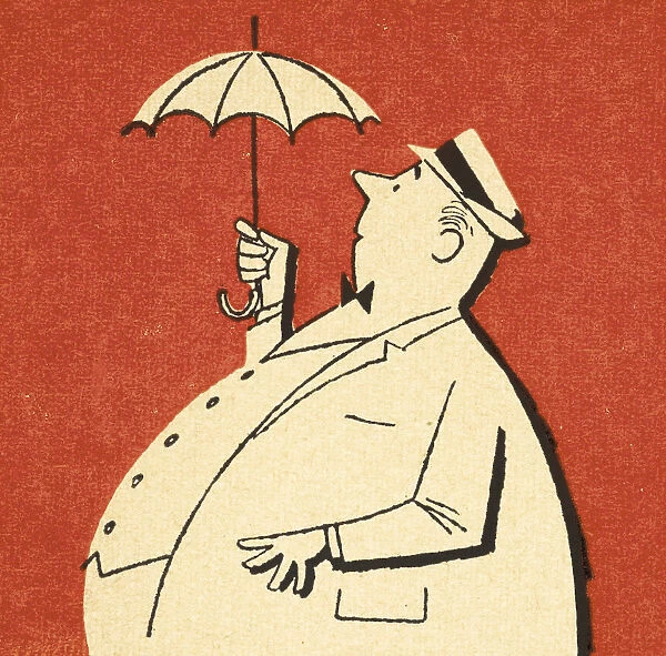Fat Man Holding Tiny Umbrella