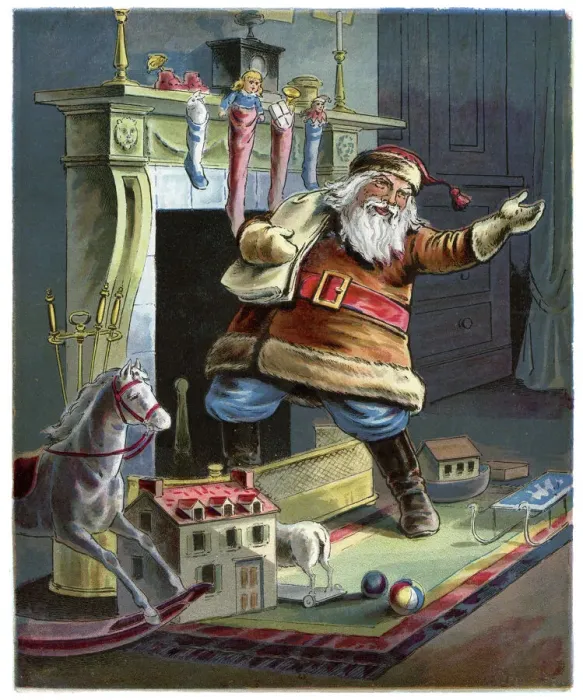 Framed Print : Father Christmas going up the Chimney Framed Print : Father Christmas going up the Chimney