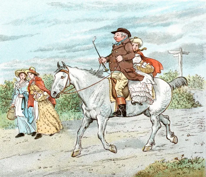 Framed Print : Father and daughter on a horse Framed Print : Father and daughter on a horse