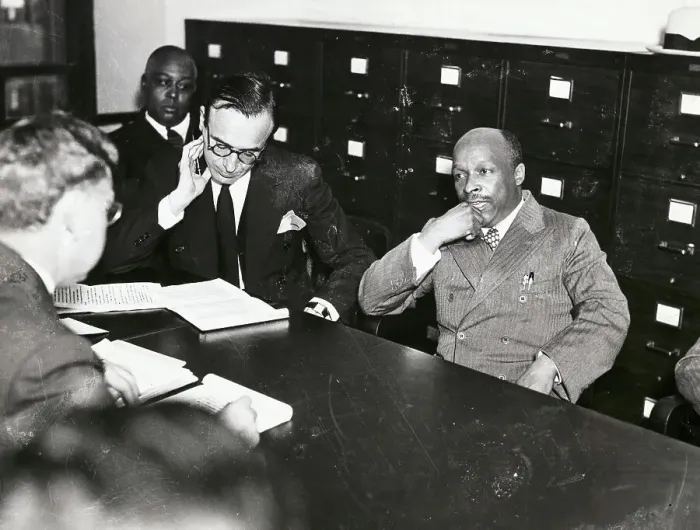 Framed Print : Father Divine with His Attorney at Hearing Framed Print : Father Divine with His Attorney at Hearing