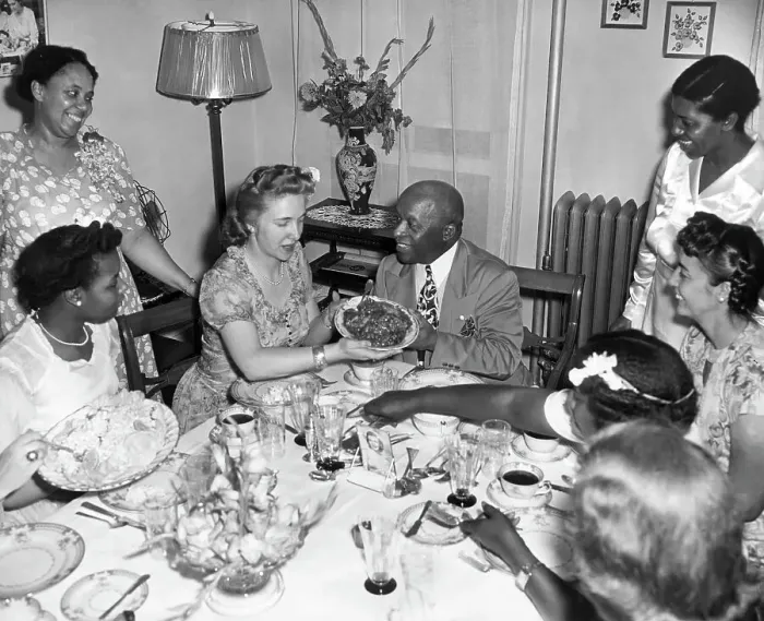 Framed Print : Father Divine Eating Meal with New Wife Framed Print : Father Divine Eating Meal with New Wife
