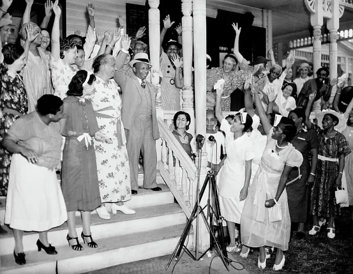 Framed Print : Father Divine Waving To Crowd On Porch Framed Print : Father Divine Waving To Crowd On Porch